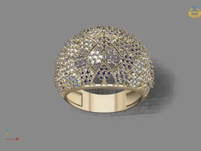 STL 3DM Print Ready Women Diamond Ring Lightweight Printable  3D print model 126