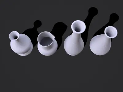 Earthenware Clay Pottery Jugs Low-poly 3D model