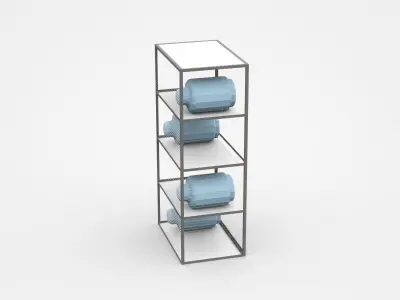 Industrial Shelf Cabinet With Industry Parts 3D model