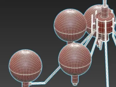 tummm modern brass chandelier with six glass globes 3D model