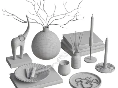 Decorative Set with Palo Santo Sticks and Candles 3D model