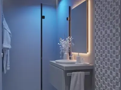 Realistic Modern Dark Luxury Bathroom Interior Scene 3D model