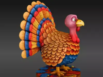 Turkey Festive  Figurine 3D Model Thanksgiving Decor Print Ready Low-poly 3D model