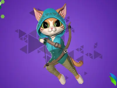 Cat Archer 002 Low-poly 3D model