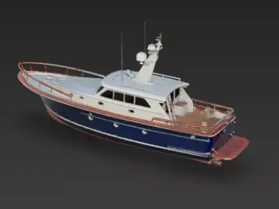 Midnight Blue Trawler Yacht 3D Model Low-poly 3D model