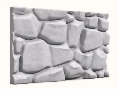 Rubble Stone Wall Low Poly Asset 3D model