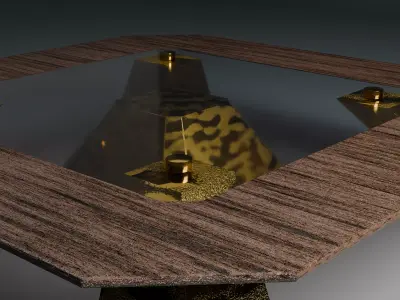 Modern Glass Table - Golden Low-poly 3D model