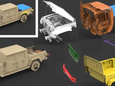 Jeep Wrangler Gladiator 2019 Exterior MULTIPLE Native 3D Scan 3D model