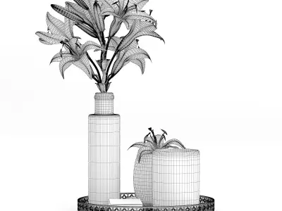 Tray with Flowers 3D model