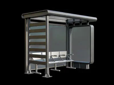 Game Ready Bus Stop 2 Low-poly 3D model