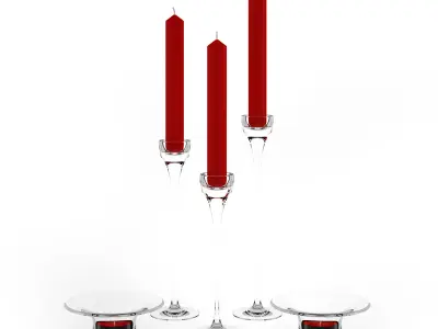 Glass Candlesticks Set 3D model
