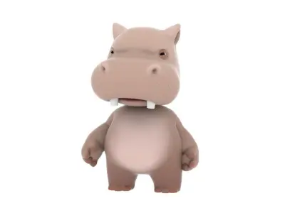 Hippo cartoon Low-poly 3D model