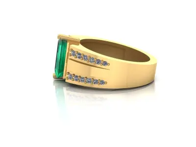ring with diamonds and emerald 3D print model