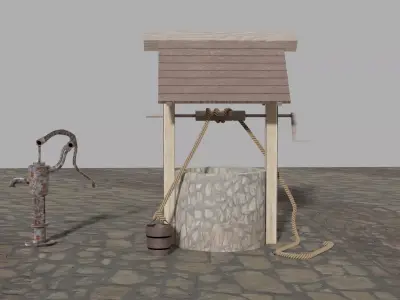 water well low poly  Low-poly 3D model