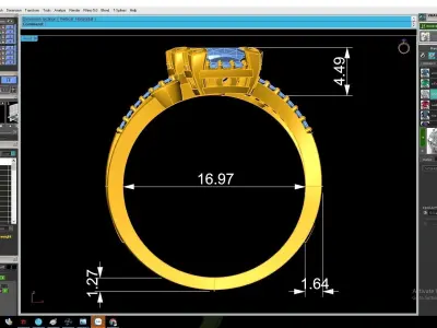 Luxury Double Emerald Diamond Crossover Ring 3D Model  3014 3D print model