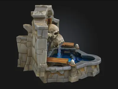 Skull Fountain Sanctuary  Dark Elegance of Forbidden Waters 3D model