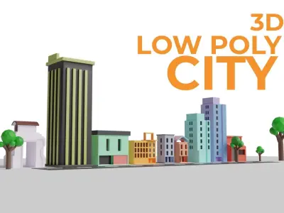 Urban - Low Poly 3d city building model Low-poly 3D model