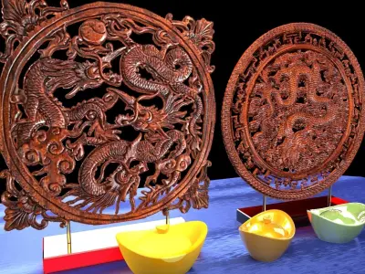 Chinese dragon carving pattern  3D model buy