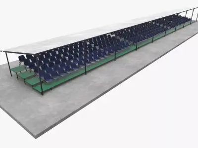 Tribune stadium with seats and roof Low-poly 3D model
