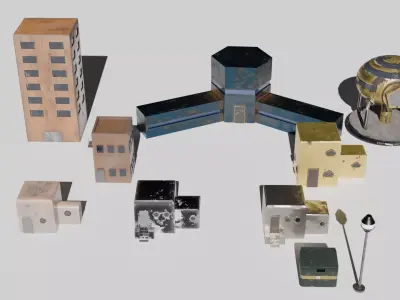 Futuristic Slums Low-poly 3D model