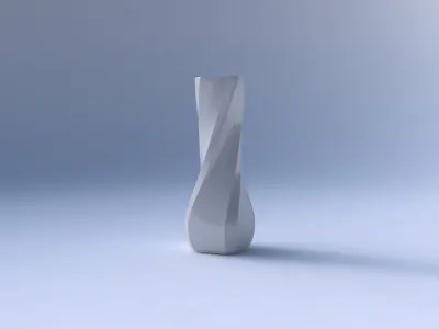 Vase larger opening rectangle with twisted bands 2 3D print model