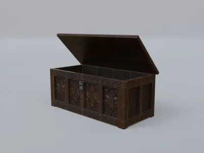 Chest old wooden Low-poly 3D model