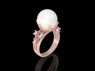 fashion Jewelry  rings  with pearls 3D print model
