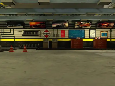 Low Poly Garage in video game Low-poly 3D model