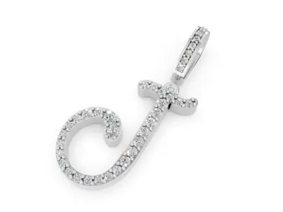 Elegant J Diamond Pendant  3D CAD Jewelry Design 3D print model