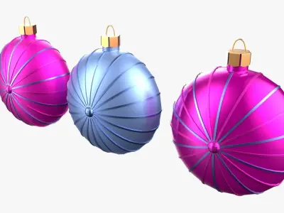 Christmas Tree Ornament Set7 - Pink LightBlue Low-poly 3D model