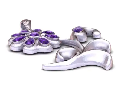 Floral Ruby Bloom Pendant 3D Printable Model 3D print model