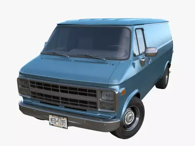 1980s generic industrial van Low-poly 3D model