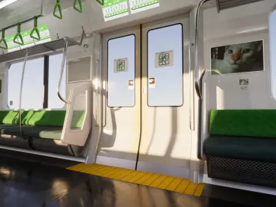 Japanese Train Interior Unreal Engine Scene Low-poly 3D model