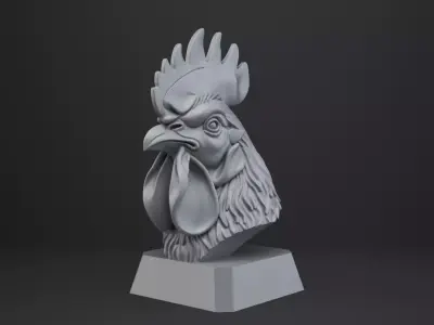 Rooster Bust - Animal Figurine 3D print model