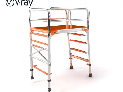 Professional Scaffold Ladder High-Load Capacity Anodized Allo... Low-poly 3D model