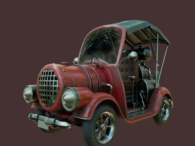 Steam Car Low-poly 3D model