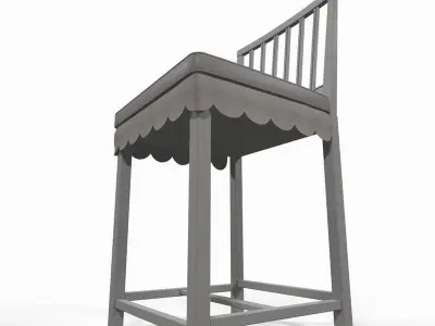 White wooden chair 3D model