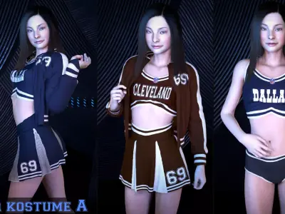 Cheerleader Outfit Zombie Style Low-poly 3D model