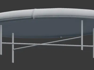 Leather Foot Stool - Black and White 3D model