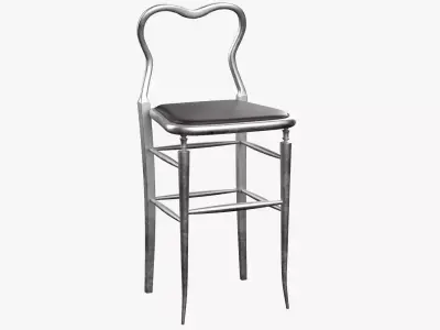 High Chair Clerks Chair No 9 Shiny Aluminum Version 3D model