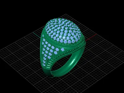 Print Ready STL 3DM  Gents Rings Diamond Men Ring  3D print model 147