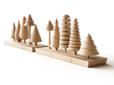 Wooden Tree Christmas Decoration 3D model