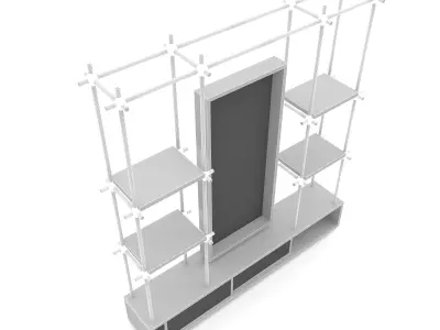 modern tv unit and bookcase Low-poly 3D model