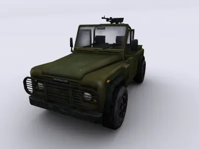 land rover defender military Low-poly 3D model