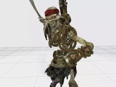 Spinal fighting swashbuckler Low-poly 3D model