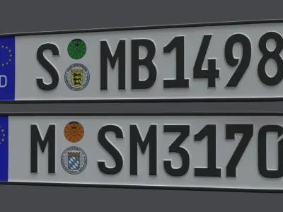 License Plate Germany EU Low-poly 3D model