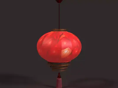 Chinese red lantern  Low-poly 3D model 3