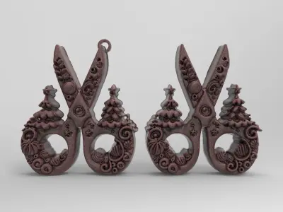 scissor christmas tree decor  3D print model