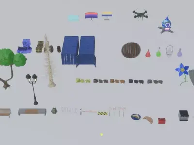 41 Stylized Low Poly Props Pack   Game Ready Assets Collection Low-poly 3D model