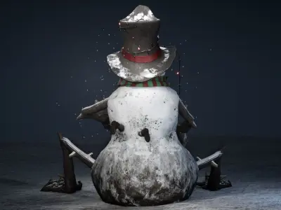 Snowman Low-poly 3D model